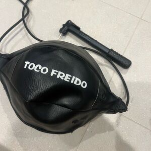 Black Leather Speed Bag, double ended with air pump